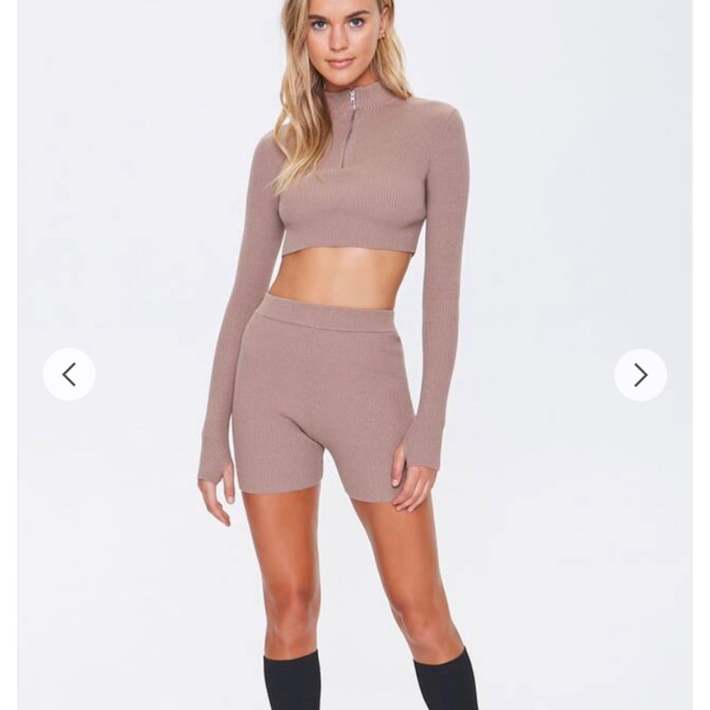 Ribbed Top and Biker Shorts Set